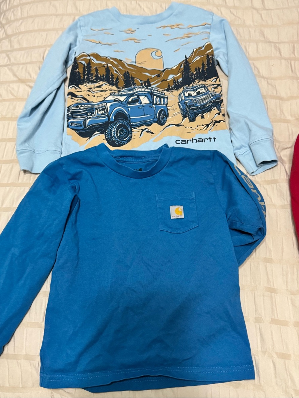 Carhartt Boys' Blue & Light Blue Long Sleeve Graphic and Pocket Tees